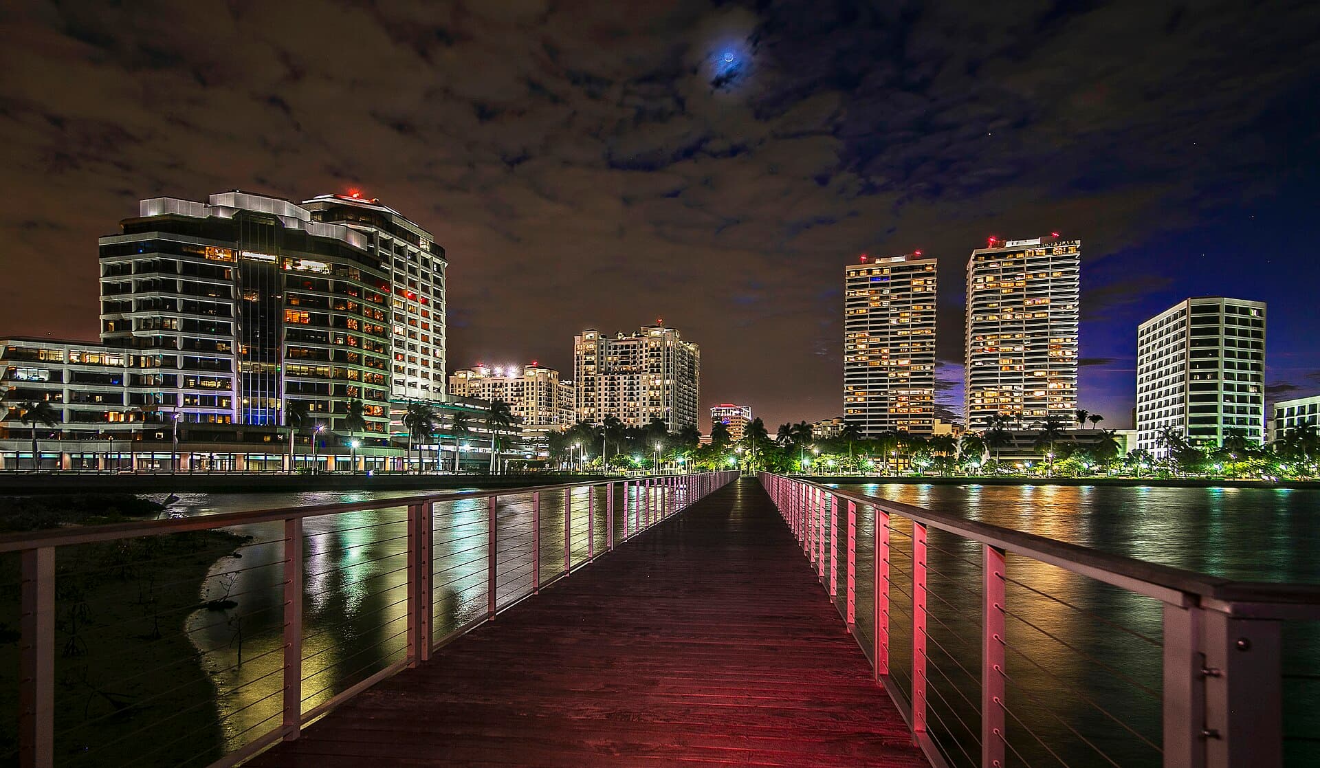 The West Palm Beach waterfront along the Intracoastal Waterway