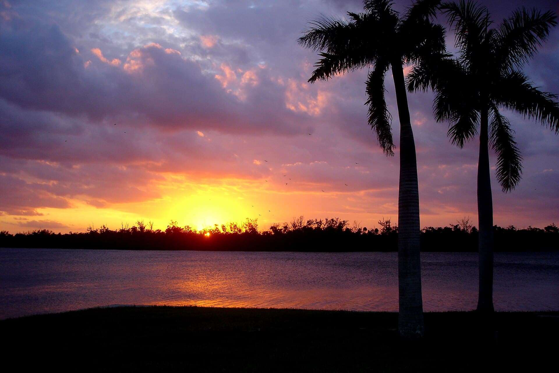 Sunset over the water in South Florida